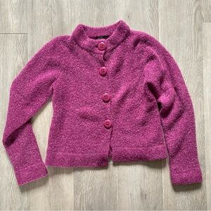 Y2K Pink fuzzy cardigan with buttons Size S